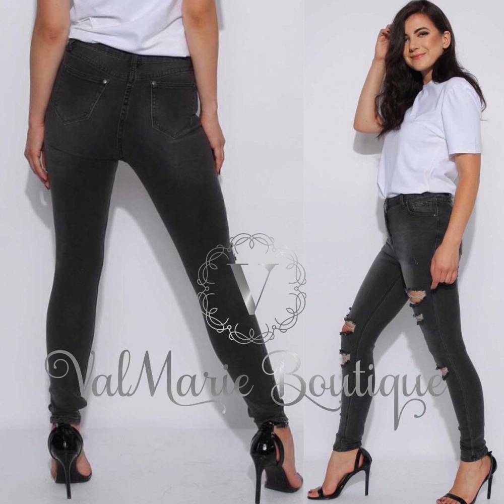 HERE! Ribbed skinny jeans - size up 1 - Picture 2 of 2
